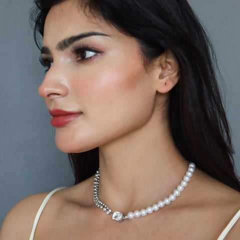 Opulent Pearl Rhinestone Necklace