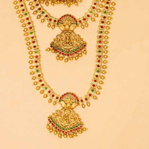 Temple Combo set With small Jhumka, Matte finish