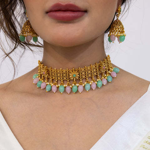 Pure Copper Choker Set Rajwadi Plating