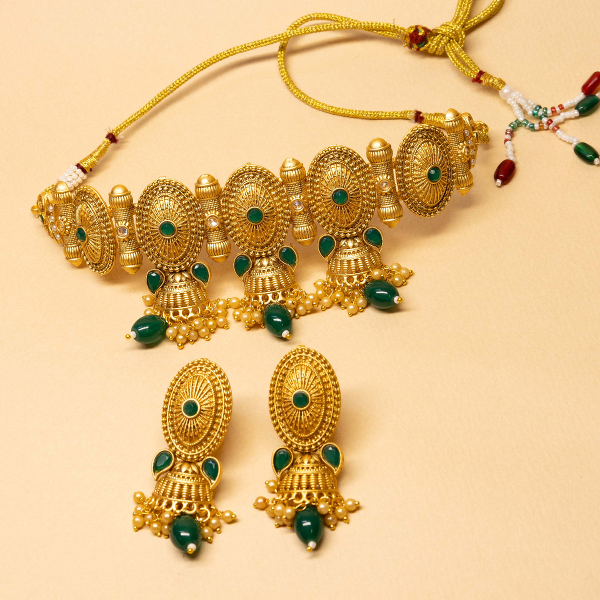 Pure Copper Choker Set Rajwadi Plating