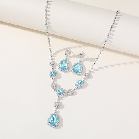 Sapphire Leaf Necklace Set