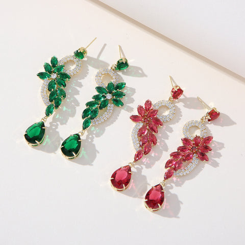 Crimson Blossom Diamond Earrings