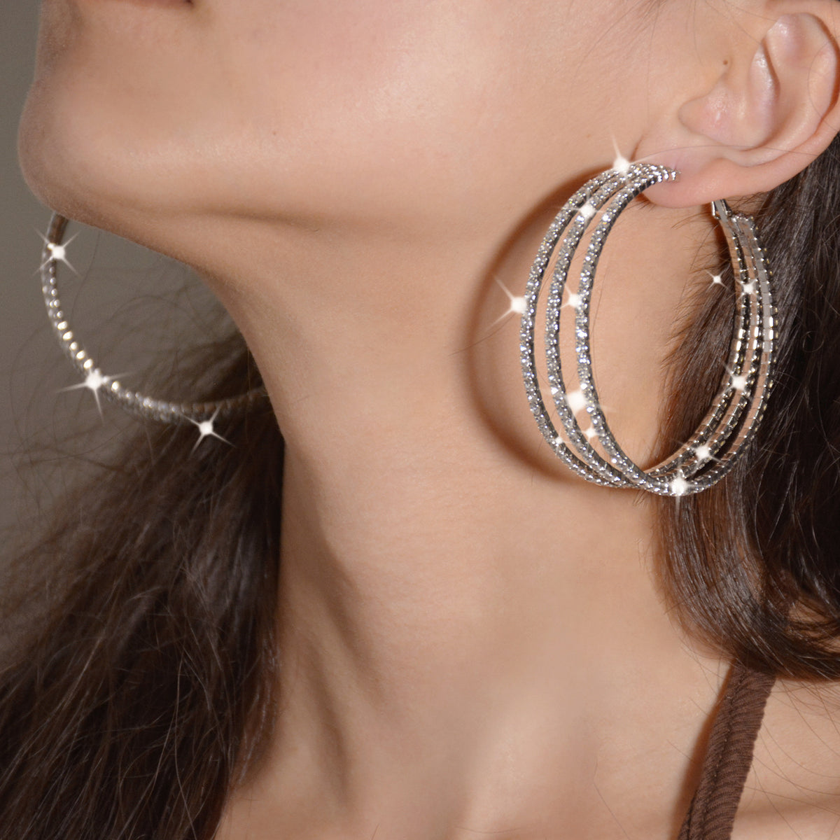 Radiant Rhinestone Hoop Earrings