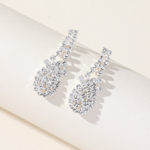 Rhinestone Water Drop Earrings & Necklace Jewelry Sets